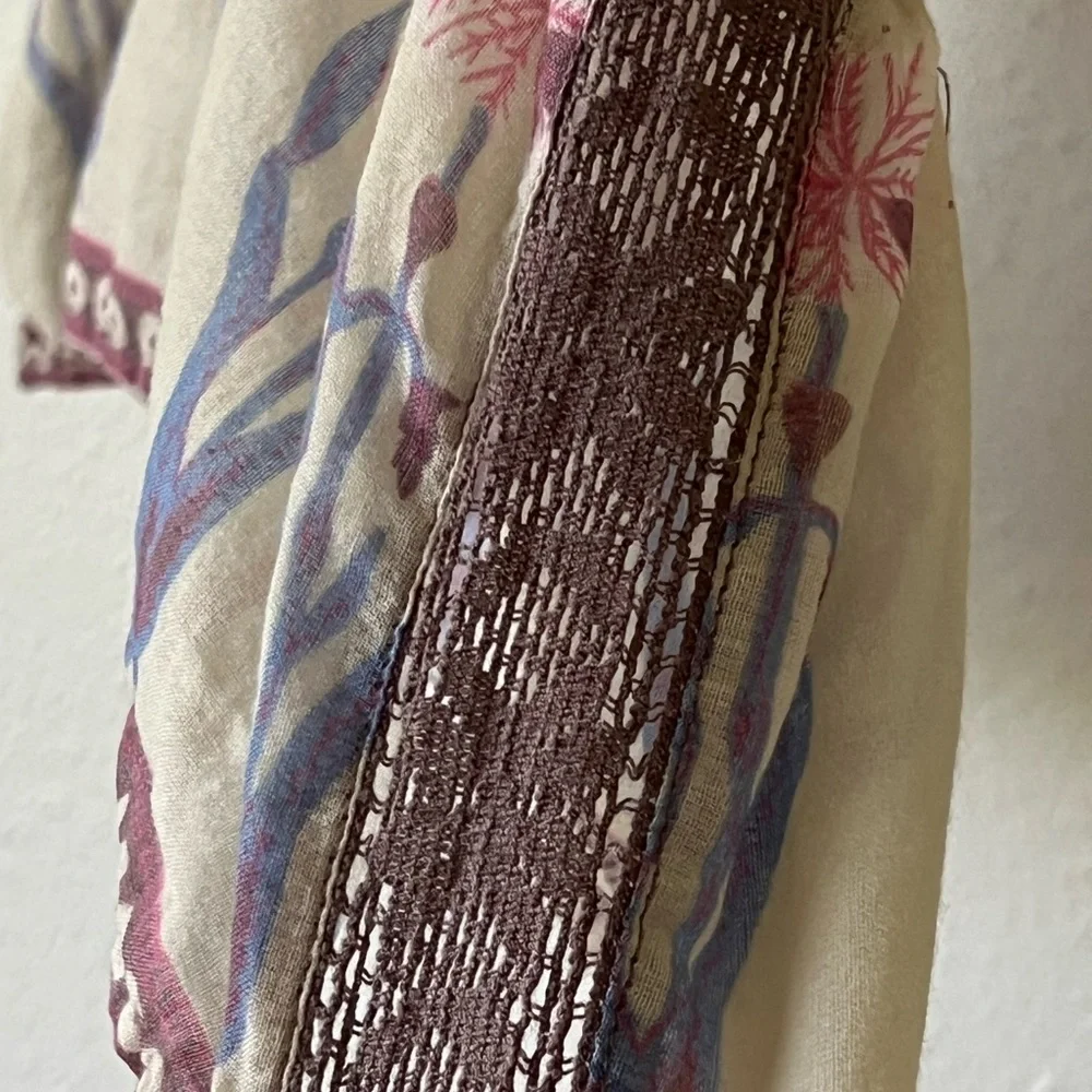 Free People Purple Floral Cottagecore Shirt Bohemian Oversized Blouse Size Small